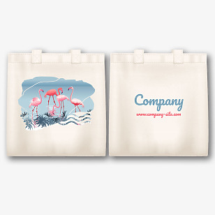 Canvas bag pattern with flamingos