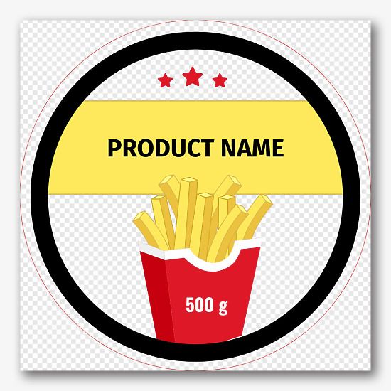 Label template for French fries packaging