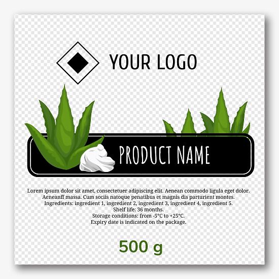 Label template for packaging for aloe vera cream