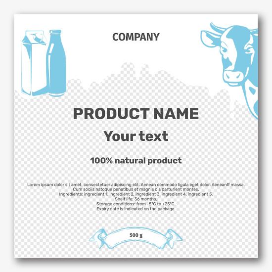 Milk bottle label template