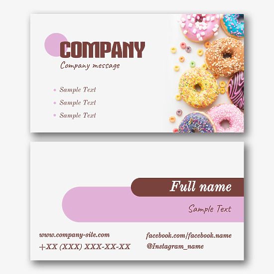 Pastry chef's business card template