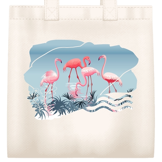 Vzorec platnene vrečke s flamingi